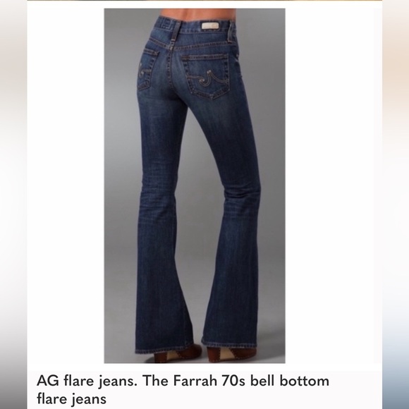 NWOT AG Adriano Goldschmied Farrah 70s Bell Bottom Blue Denim Jeans Size 30R - Picture 6 of 6